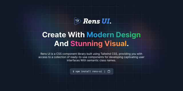 Rens UI - Tailwind CSS Component Library With Modern UI