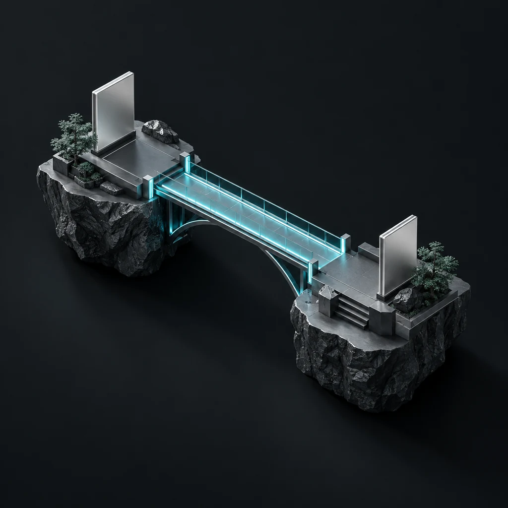 Cyan bridge connecting two graphite collaboration platforms